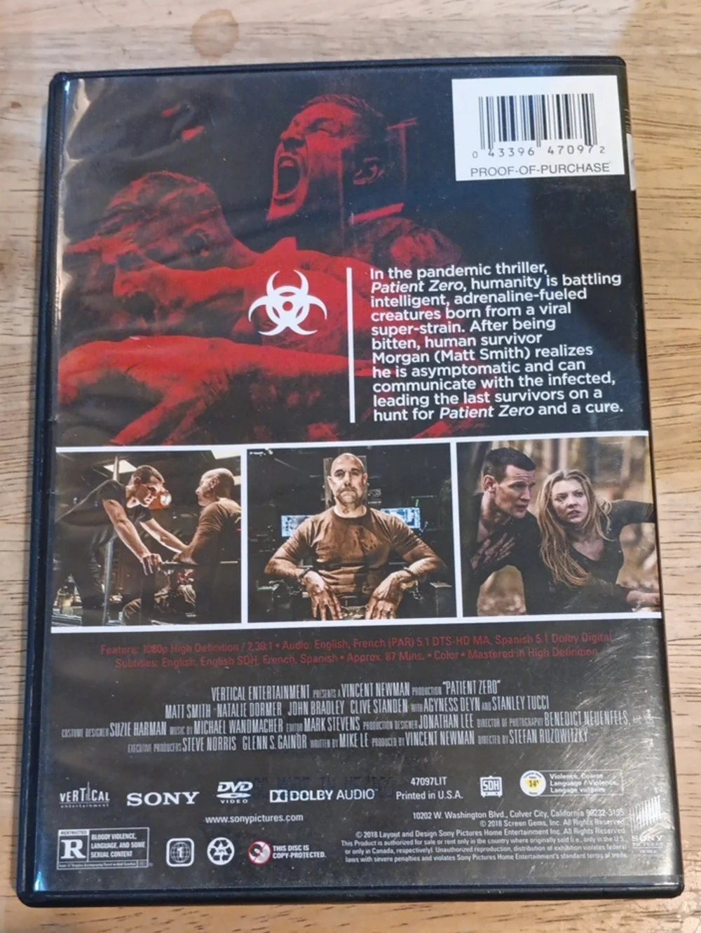 Patient ZeroIn the 2018 horror thriller Patient Zero, an asymptomatic survi DVD